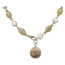 CHANEL Pearl Necklace metal Gold White CC Auth 201532-1