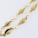 CHANEL Pearl Necklace metal Gold White CC Auth 201532-12