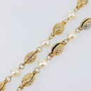 CHANEL Pearl Necklace metal Gold White CC Auth 201532-13