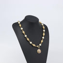 CHANEL Pearl Necklace metal Gold White CC Auth 201532-16