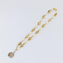 CHANEL Pearl Necklace metal Gold White CC Auth 201532-2