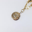 CHANEL Pearl Necklace metal Gold White CC Auth 201532-3