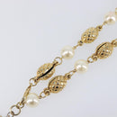CHANEL Pearl Necklace metal Gold White CC Auth 201532-5