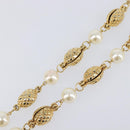 CHANEL Pearl Necklace metal Gold White CC Auth 201532-6