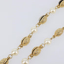 CHANEL Pearl Necklace metal Gold White CC Auth 201532-7