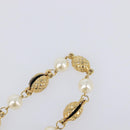 CHANEL Pearl Necklace metal Gold White CC Auth 201532-8