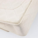 CHANEL Matelasse Double Flap Chain Bag Lamb Skin White Gold CC Auth 201534-16