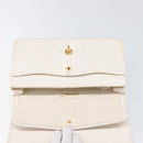 CHANEL Matelasse Double Flap Chain Bag Lamb Skin White Gold CC Auth 201534-22