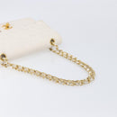 CHANEL Matelasse Double Flap Chain Bag Lamb Skin White Gold CC Auth 201534-8