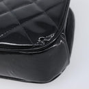 CHANEL Matelasse Hand Bag Patent leather Black Silver CC Auth 201536V-10