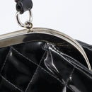 CHANEL Matelasse Hand Bag Patent leather Black Silver CC Auth 201536V-14