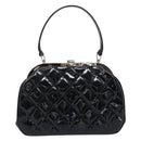 CHANEL Matelasse Hand Bag Patent leather Black Silver CC Auth 201536V-3
