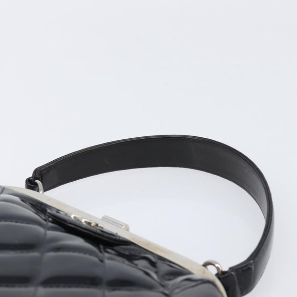 CHANEL Matelasse Hand Bag Patent leather Black Silver CC Auth 201536V