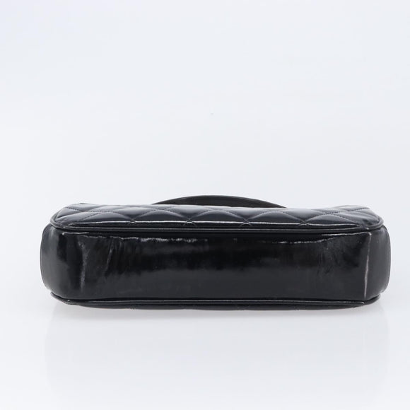 CHANEL Matelasse Hand Bag Patent leather Black Silver CC Auth 201536V