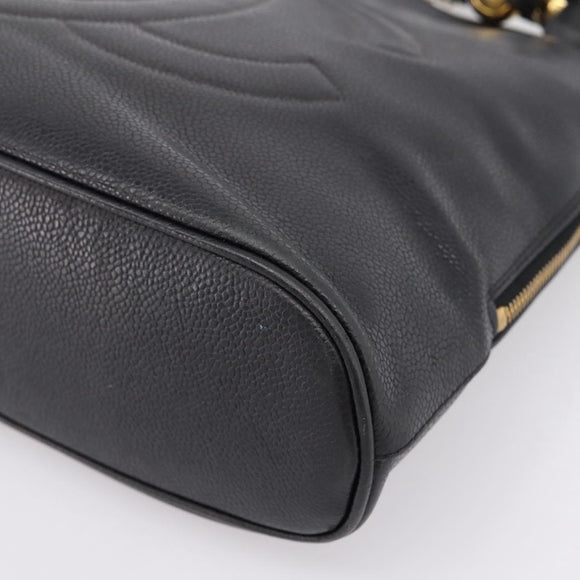CHANEL COCO Mark Chain Shoulder Bag Caviar Skin Black Gold CC Auth 201540A