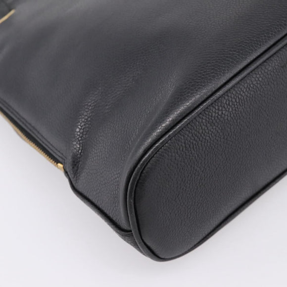 CHANEL COCO Mark Chain Shoulder Bag Caviar Skin Black Gold CC Auth 201540A