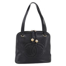 CHANEL COCO Mark Chain Shoulder Bag Caviar Skin Black Gold CC Auth 201540A-13