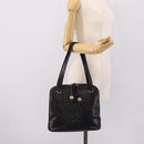 CHANEL COCO Mark Chain Shoulder Bag Caviar Skin Black Gold CC Auth 201540A-26