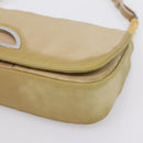 Christian Dior Maris Pearl Hand Bag Nylon Beige Silver Auth 201541-14