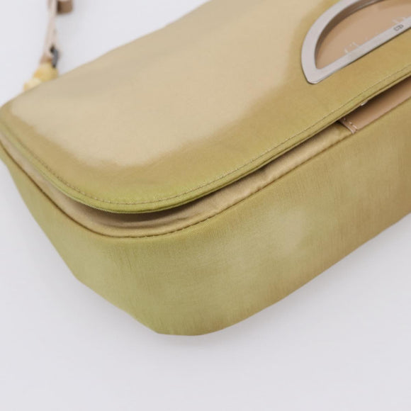 Christian Dior Maris Pearl Hand Bag Nylon Beige Silver Auth 201541