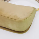 Christian Dior Maris Pearl Hand Bag Nylon Beige Silver Auth 201541-16