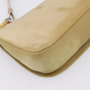 Christian Dior Maris Pearl Hand Bag Nylon Beige Silver Auth 201541-17