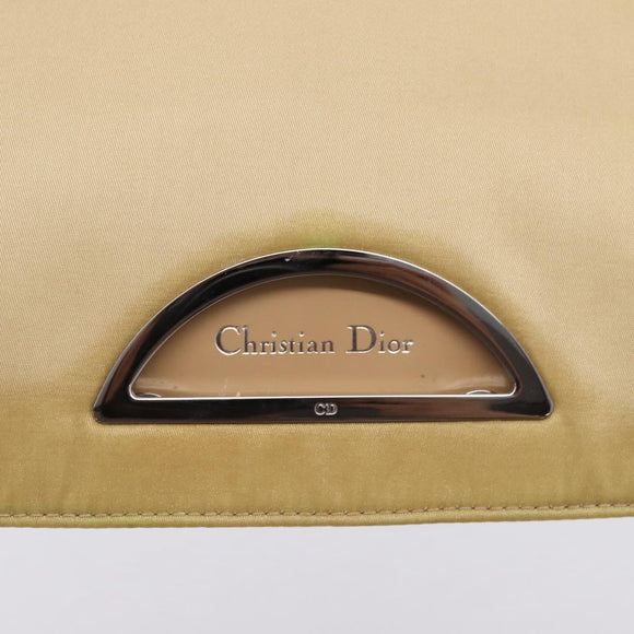 Christian Dior Maris Pearl Hand Bag Nylon Beige Silver Auth 201541