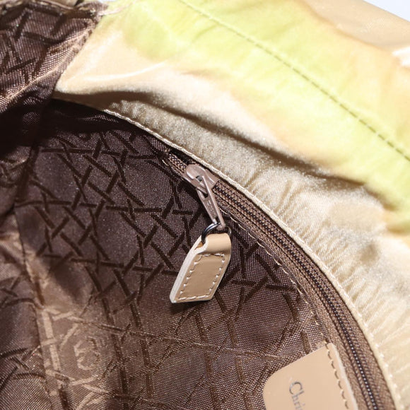 Christian Dior Maris Pearl Hand Bag Nylon Beige Silver Auth 201541