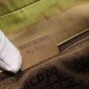 Christian Dior Maris Pearl Hand Bag Nylon Beige Silver Auth 201541-12
