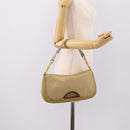 Christian Dior Maris Pearl Hand Bag Nylon Beige Silver Auth 201541-25