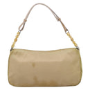 Christian Dior Maris Pearl Hand Bag Nylon Beige Silver Auth 201541-2