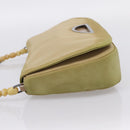 Christian Dior Maris Pearl Hand Bag Nylon Beige Silver Auth 201541-3