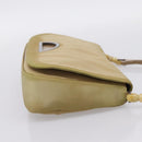 Christian Dior Maris Pearl Hand Bag Nylon Beige Silver Auth 201541-4