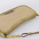 Christian Dior Maris Pearl Hand Bag Nylon Beige Silver Auth 201541-6