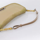 Christian Dior Maris Pearl Hand Bag Nylon Beige Silver Auth 201541-7