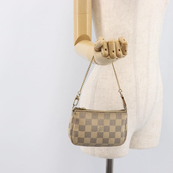 LOUIS VUITTON Damier Azur Mini Pochette Accessoires Pouch N63005 LV Auth 201544