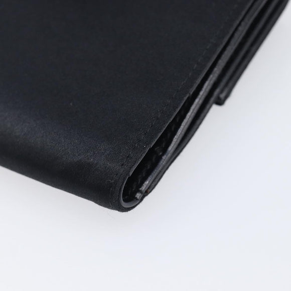 PRADA Wallet Satin Black Silver Auth 201549V