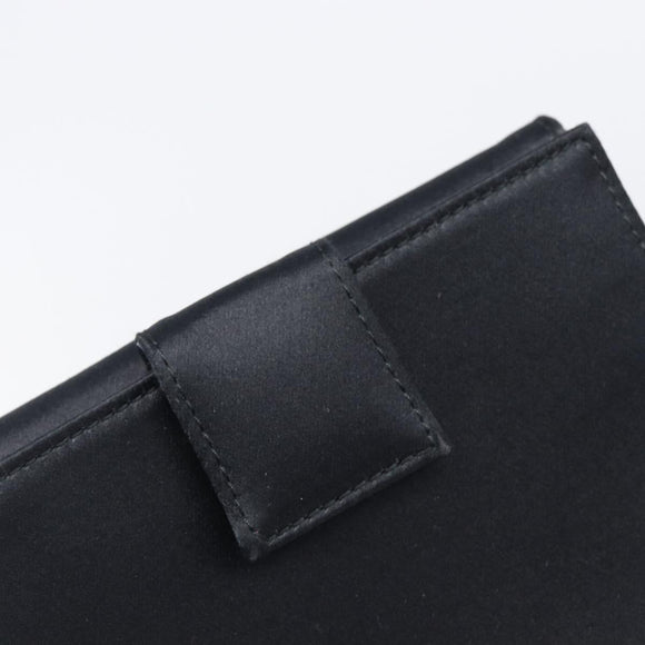 PRADA Wallet Satin Black Silver Auth 201549V