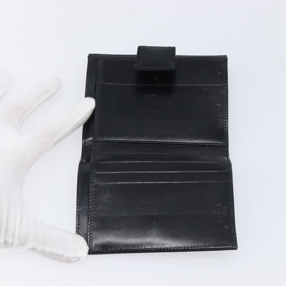 PRADA Wallet Satin Black Silver Auth 201549V