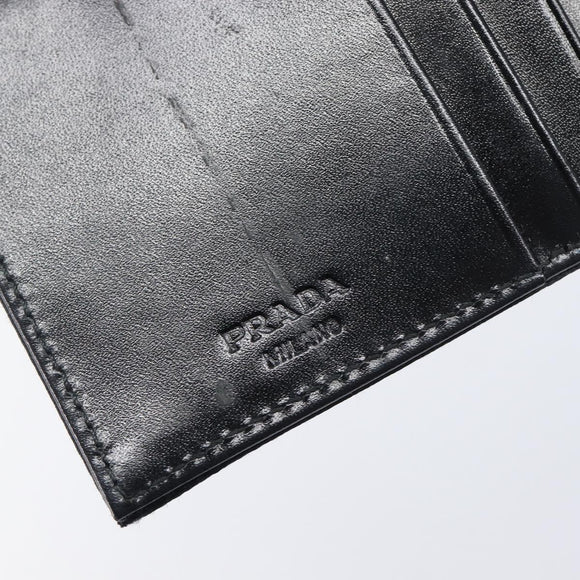 PRADA Wallet Satin Black Silver Auth 201549V