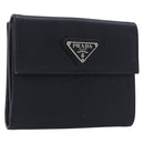PRADA Wallet Satin Black Silver Auth 201549V-1