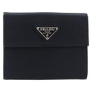 PRADA Wallet Satin Black Silver Auth 201549V-2