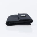 PRADA Wallet Satin Black Silver Auth 201549V-4