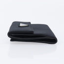 PRADA Wallet Satin Black Silver Auth 201549V-5