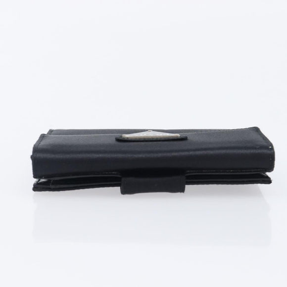 PRADA Wallet Satin Black Silver Auth 201549V