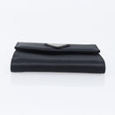 PRADA Wallet Satin Black Silver Auth 201549V-7