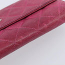 CHANEL Matelasse Long Wallet Caviar Skin Pink Silver CC Auth 201551-12