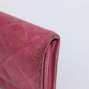 CHANEL Matelasse Long Wallet Caviar Skin Pink Silver CC Auth 201551-14