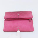 CHANEL Matelasse Long Wallet Caviar Skin Pink Silver CC Auth 201551-16