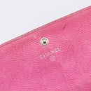 CHANEL Matelasse Long Wallet Caviar Skin Pink Silver CC Auth 201551-17